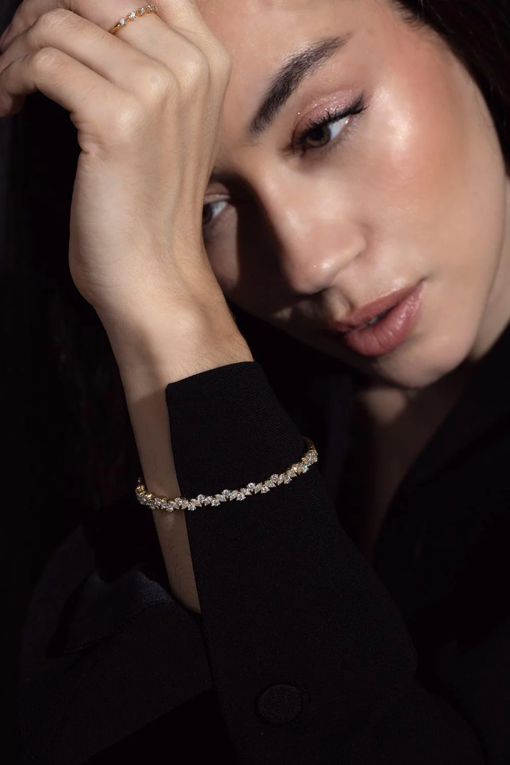 Mixed Diamond Bangle - Yellow Gold - Image 2