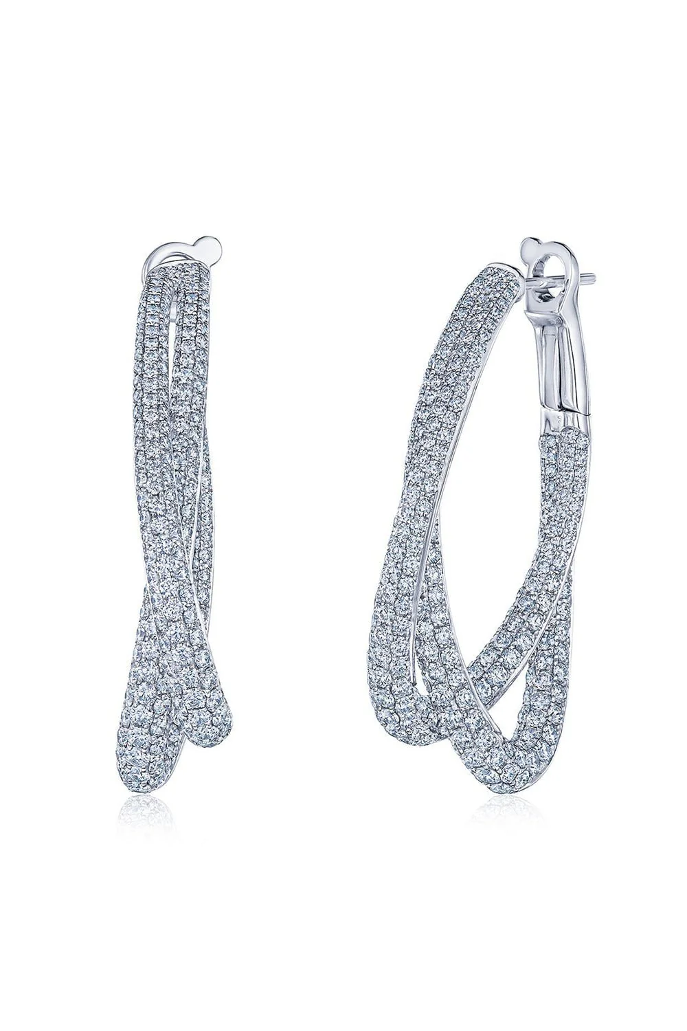 Moonlight Crossover Diamond Hoop Earrings