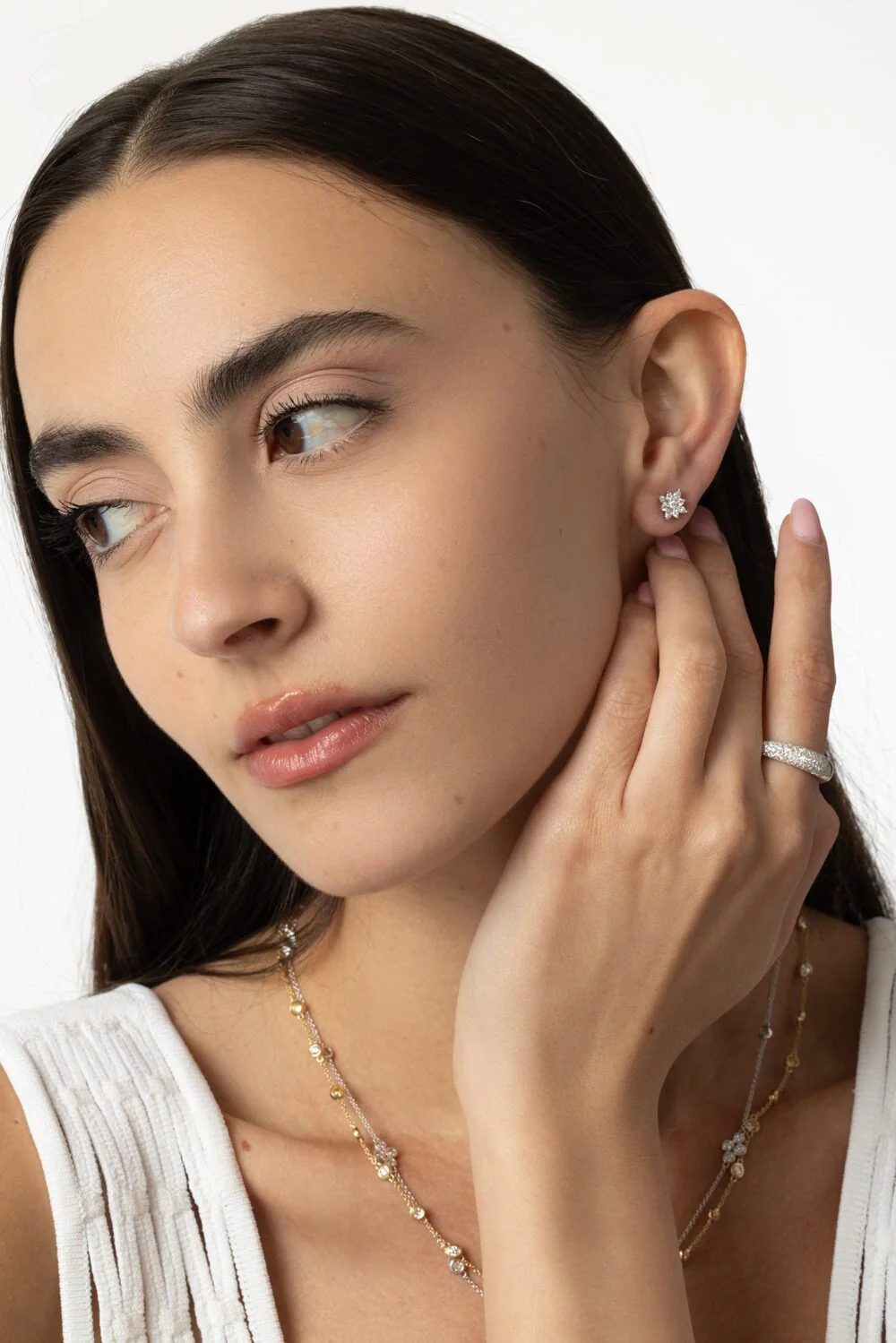 Petite Diamond Star Stud Earrings - Image 3