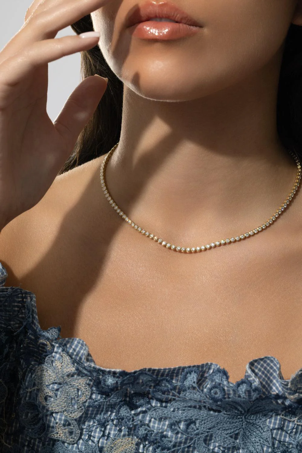 Riviera Bezel Set Diamond Line Necklace - 8.71ct - Image 2