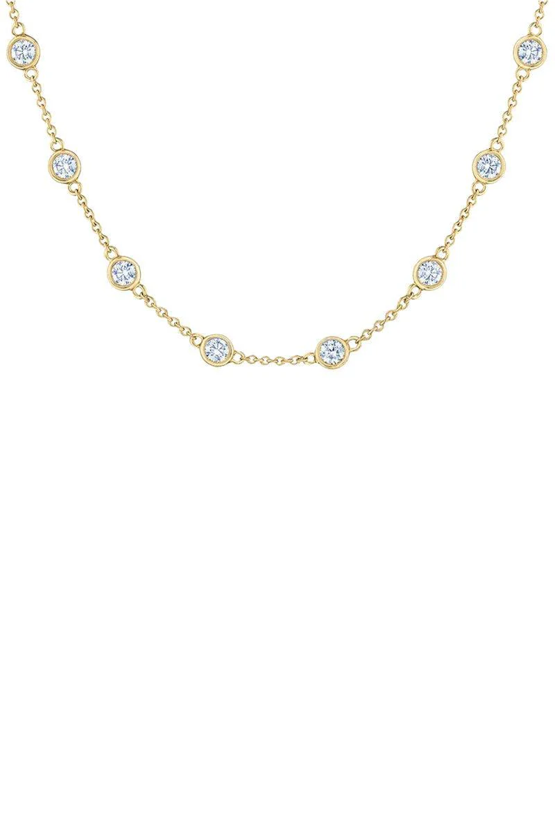 Round Diamond Bezel String Necklace