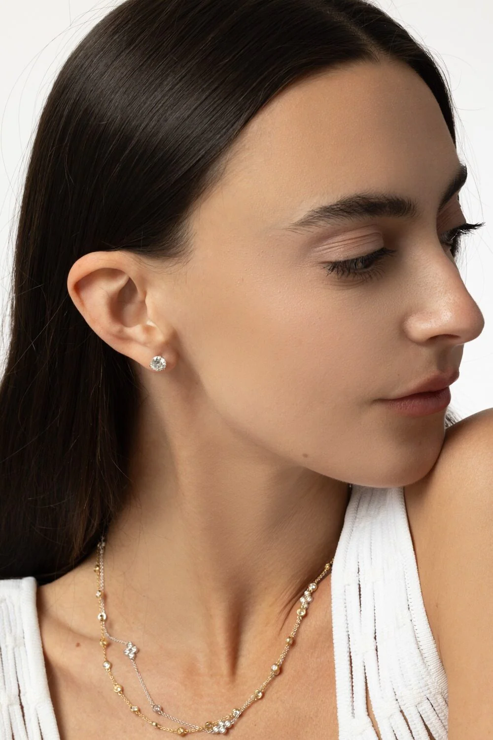 Round Diamond Stud Earrings - 2ct - Image 2