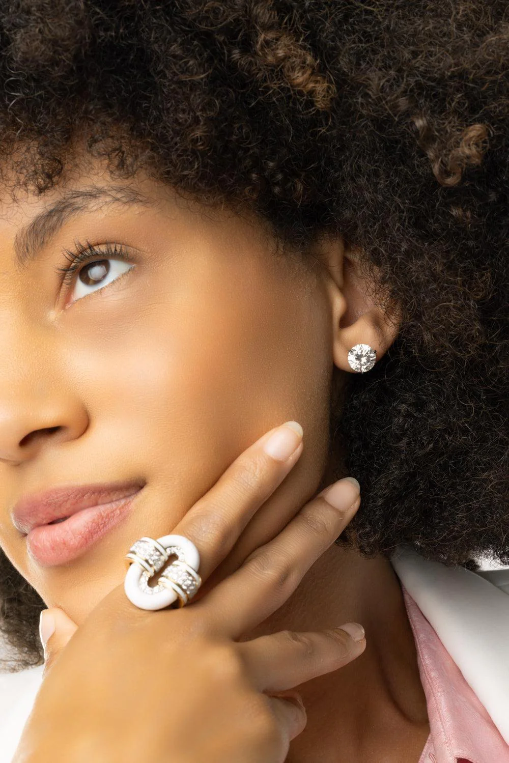 Round Diamond Stud Earrings - Image 4