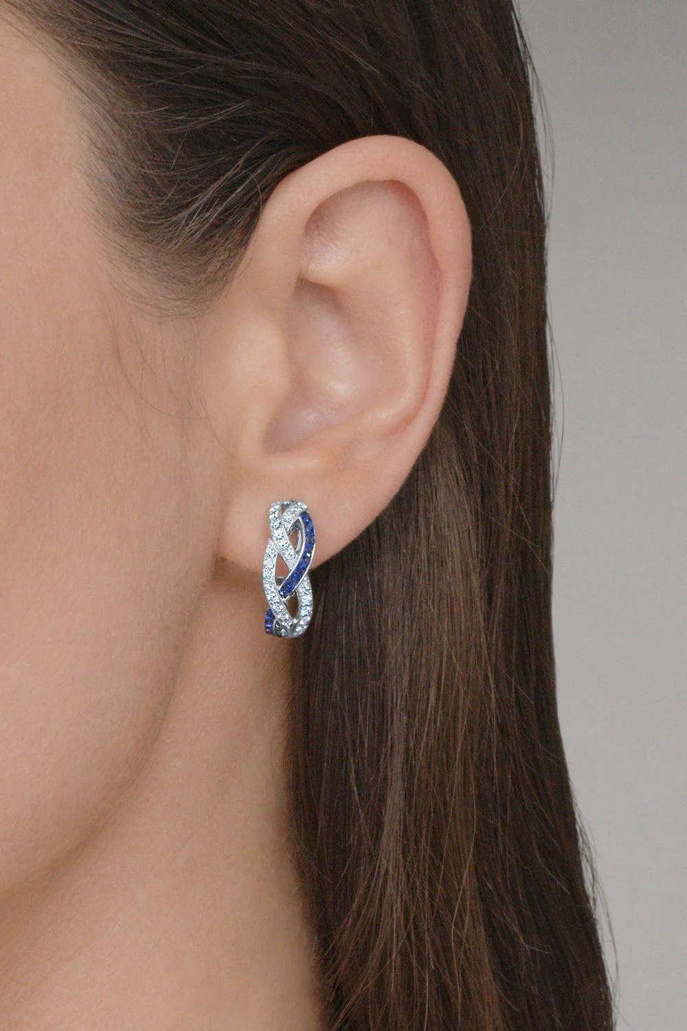 Sapphire Diamond Braided Hoop Earrings - Image 2