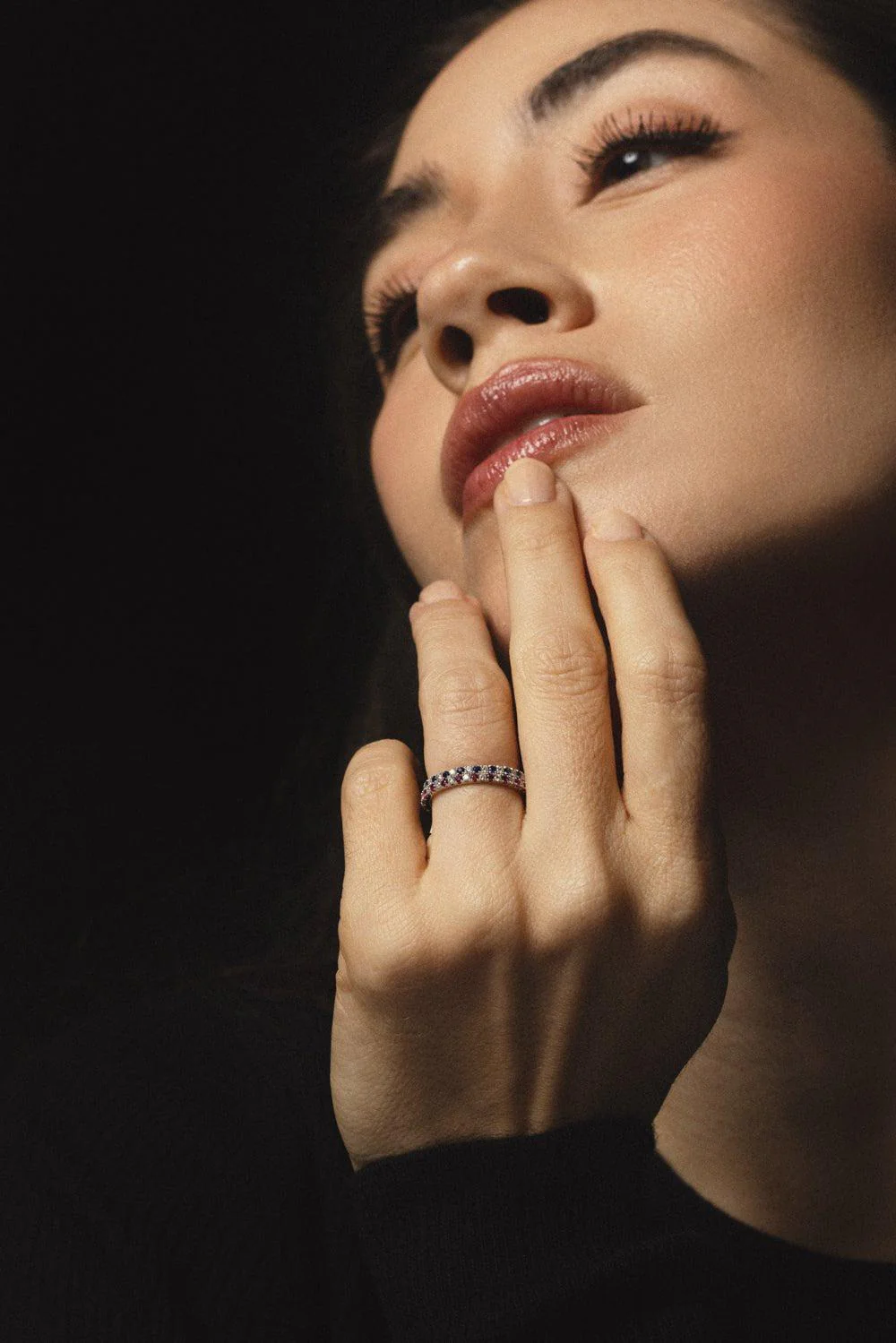 Slim Diamond Blue Sapphire Ring - Image 3