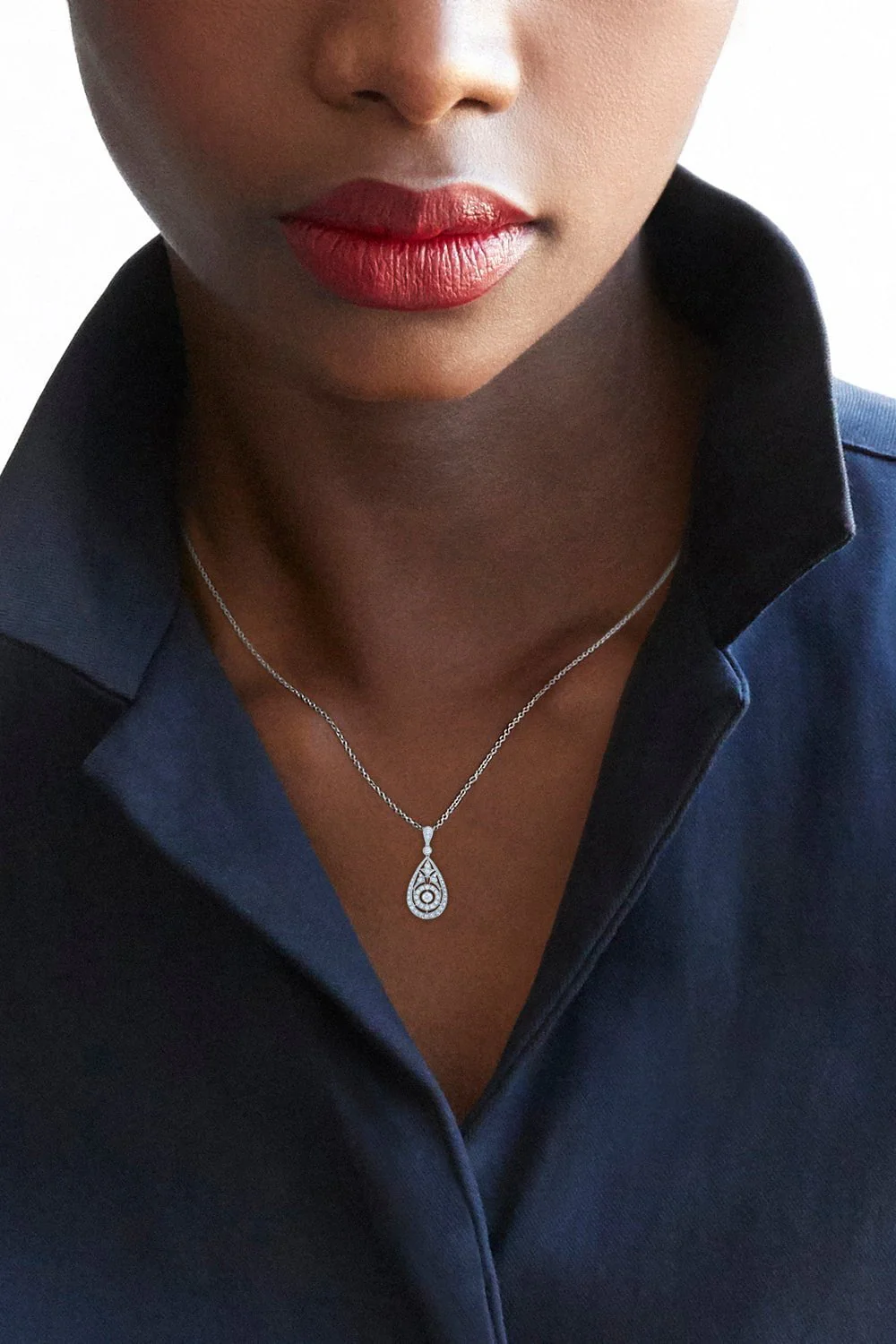 Splendor Diamond Concentric Drop Pendant Necklace - Image 2