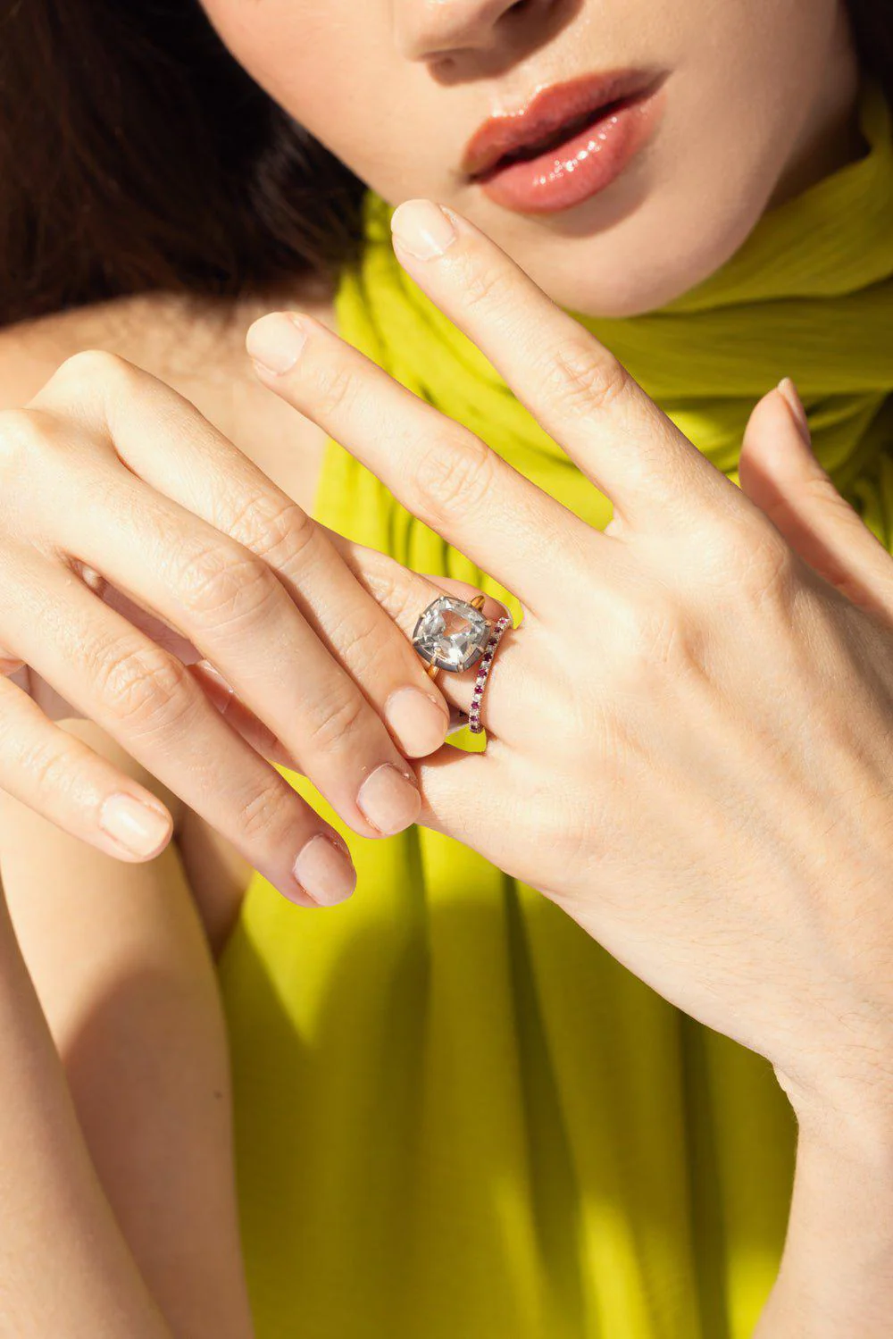 Stackable Diamond Ruby Slim Ring - Image 3