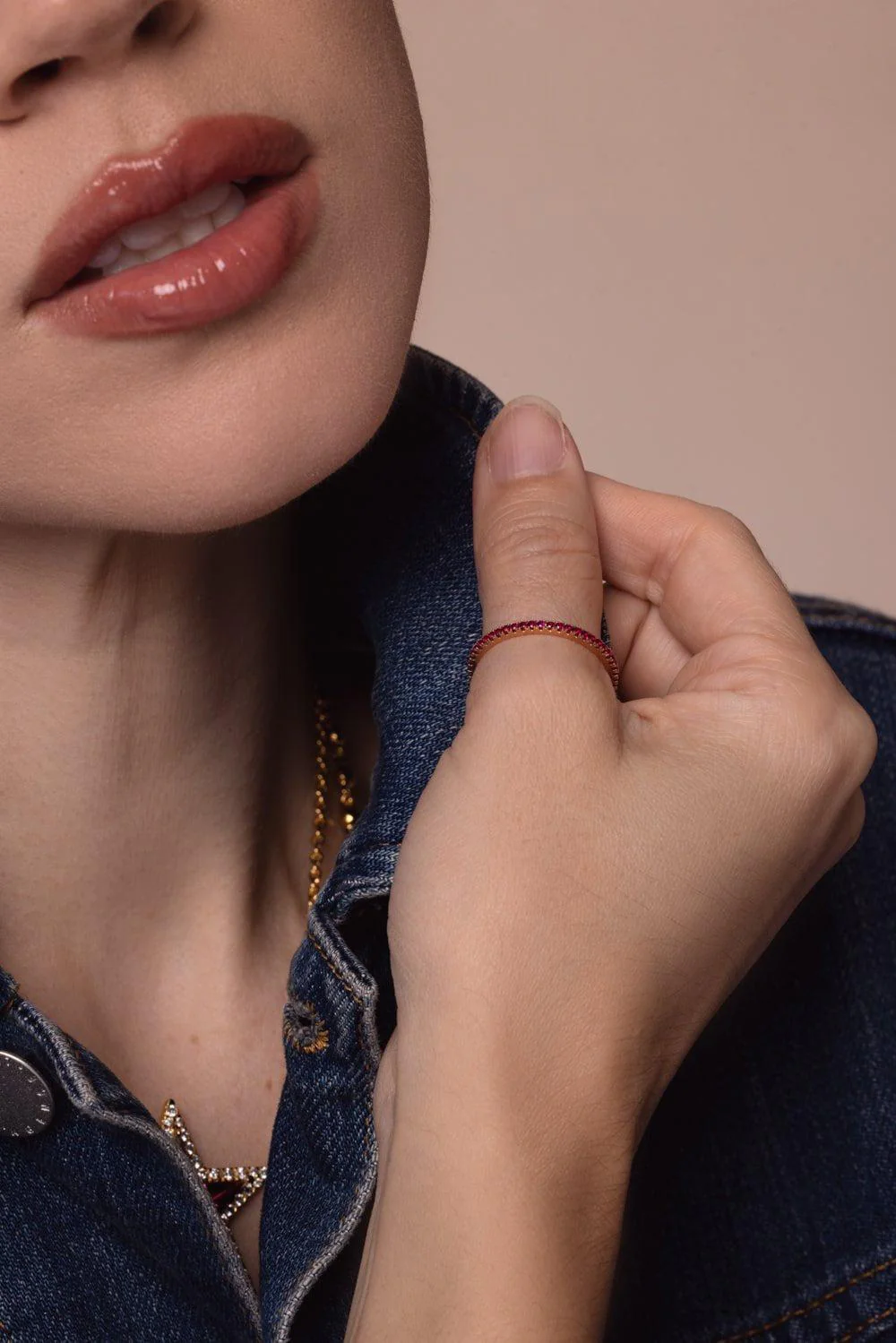 Stackable Slim Pink Sapphire Ring - Image 4