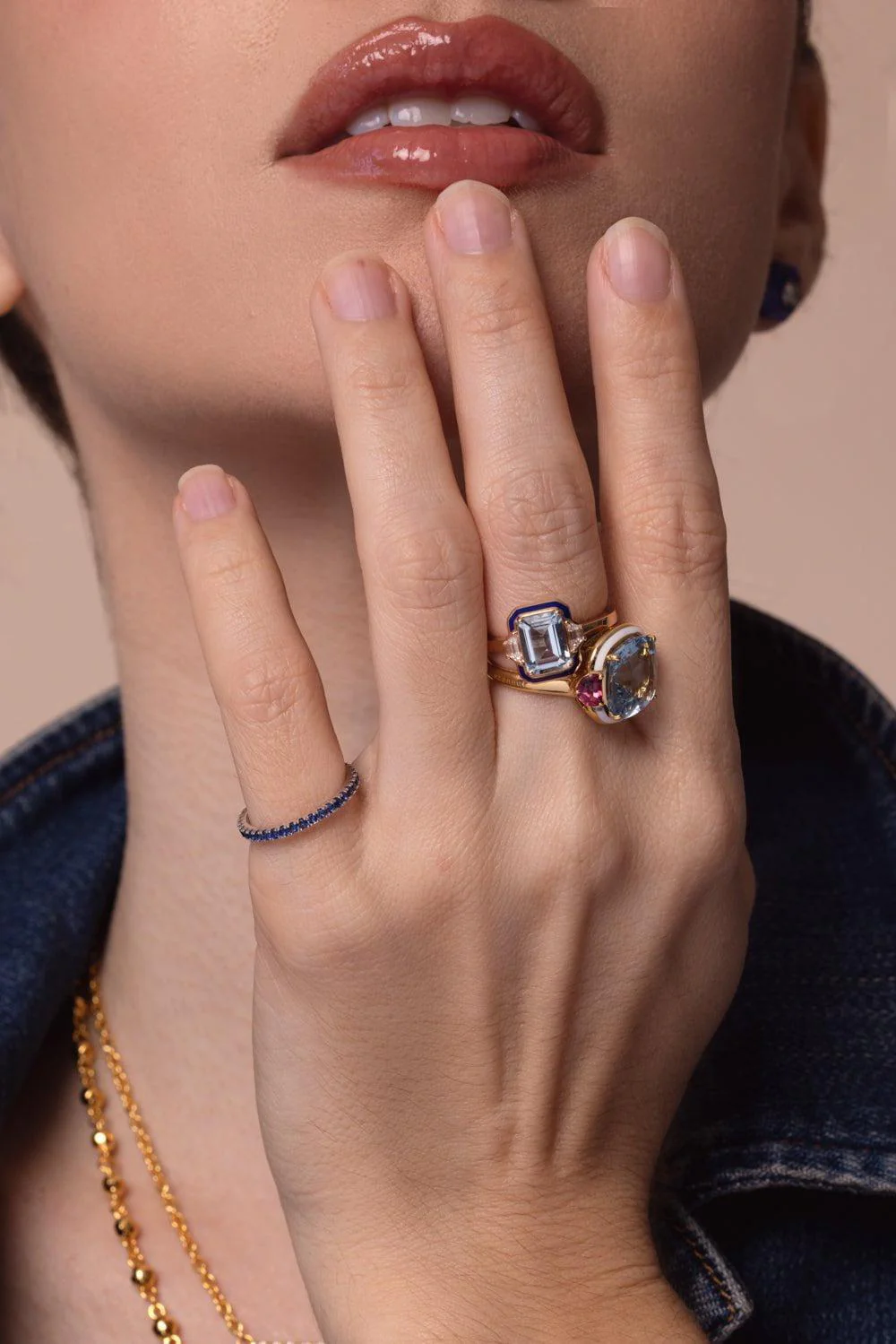 Stackable Slim Sapphire Ring - Image 3