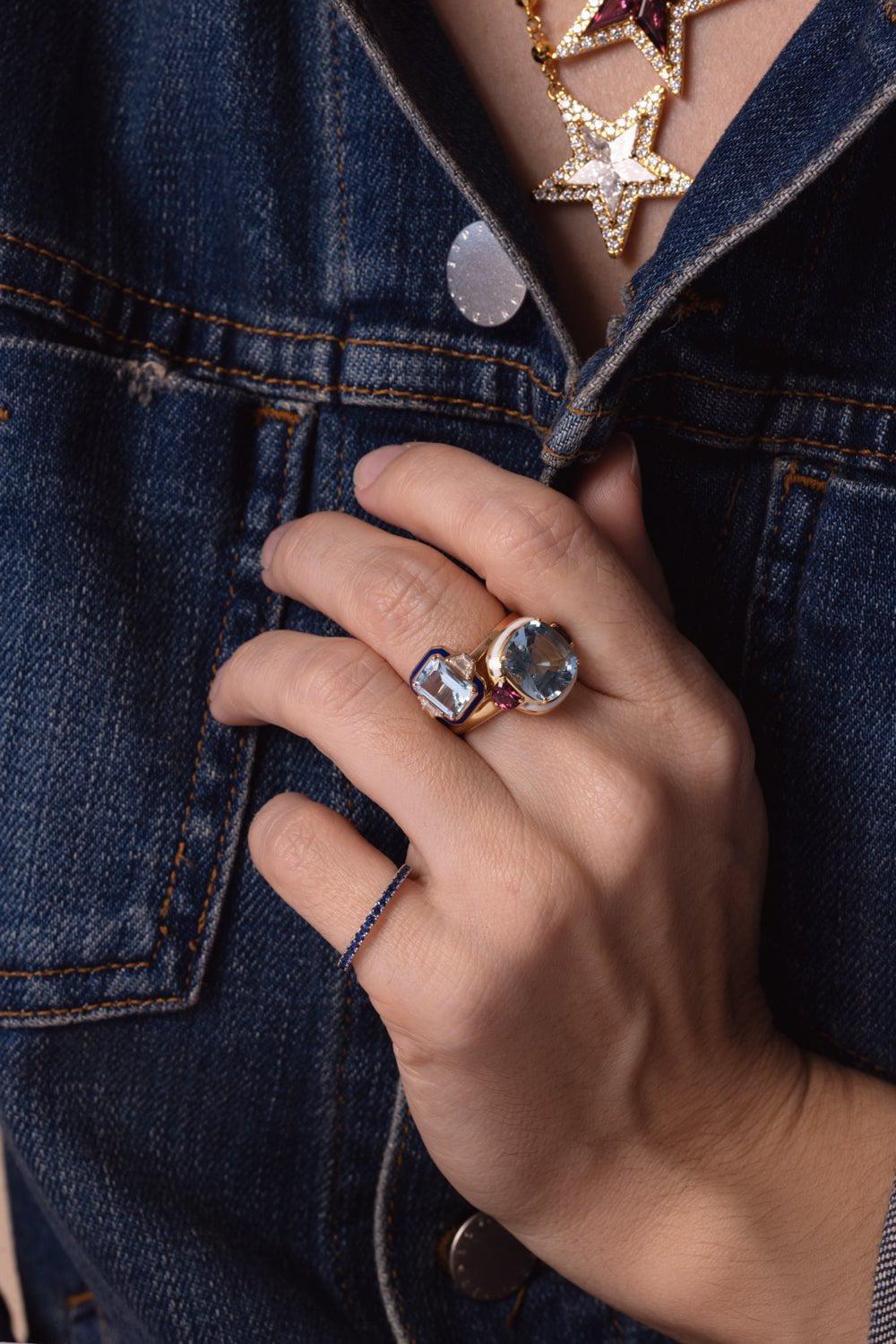 Stackable Slim Sapphire Ring - Image 4