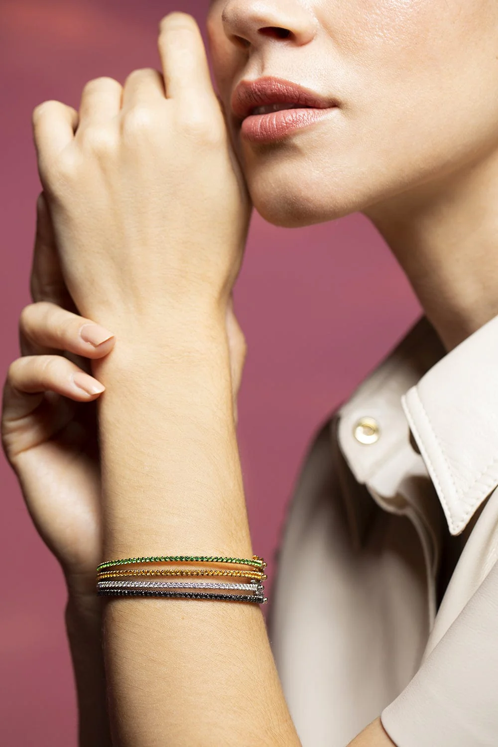 Stackable Slim Tsavorite Bangle Bracelet - Image 2