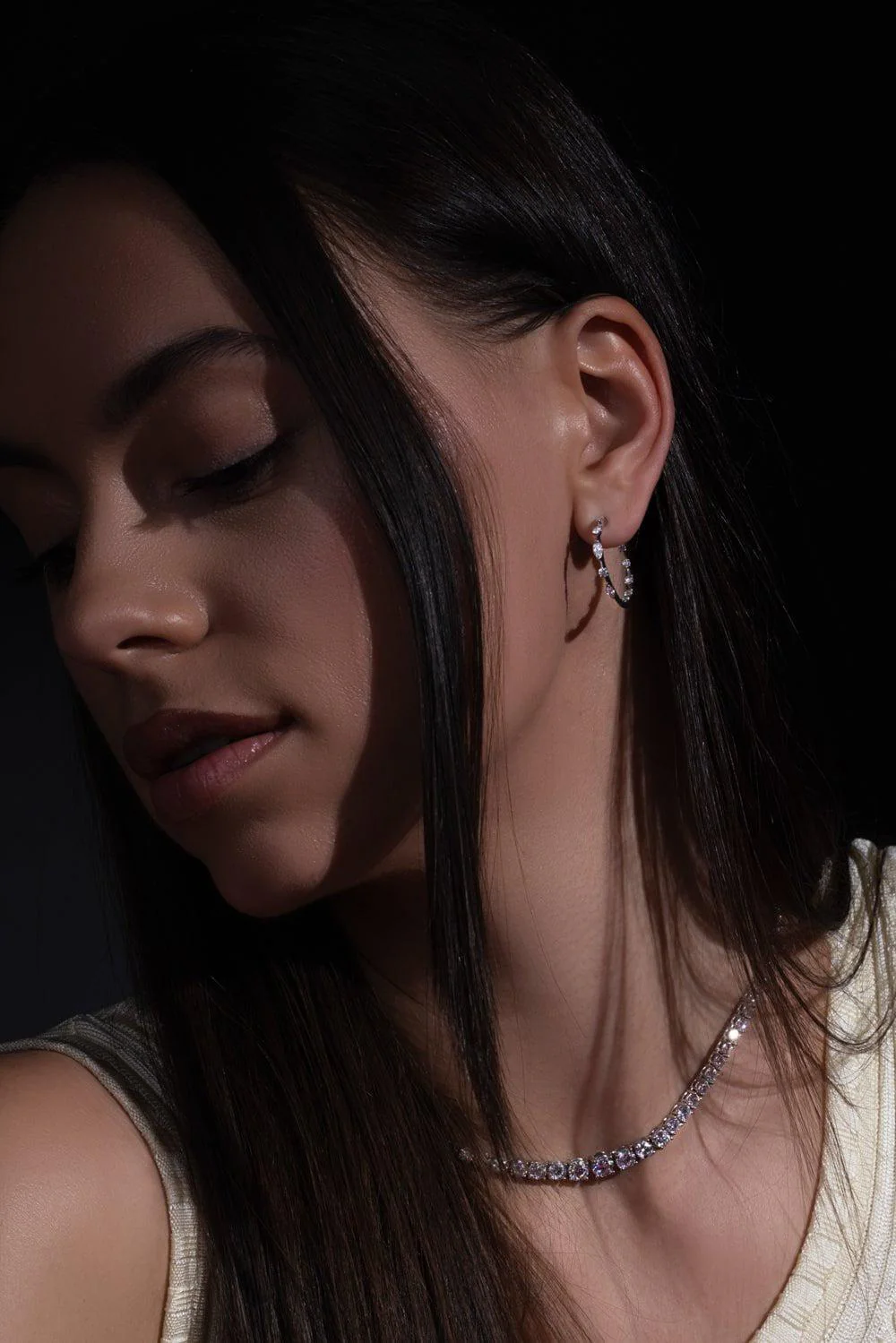 Starry Night Diamond Hoop Earrings - Image 2