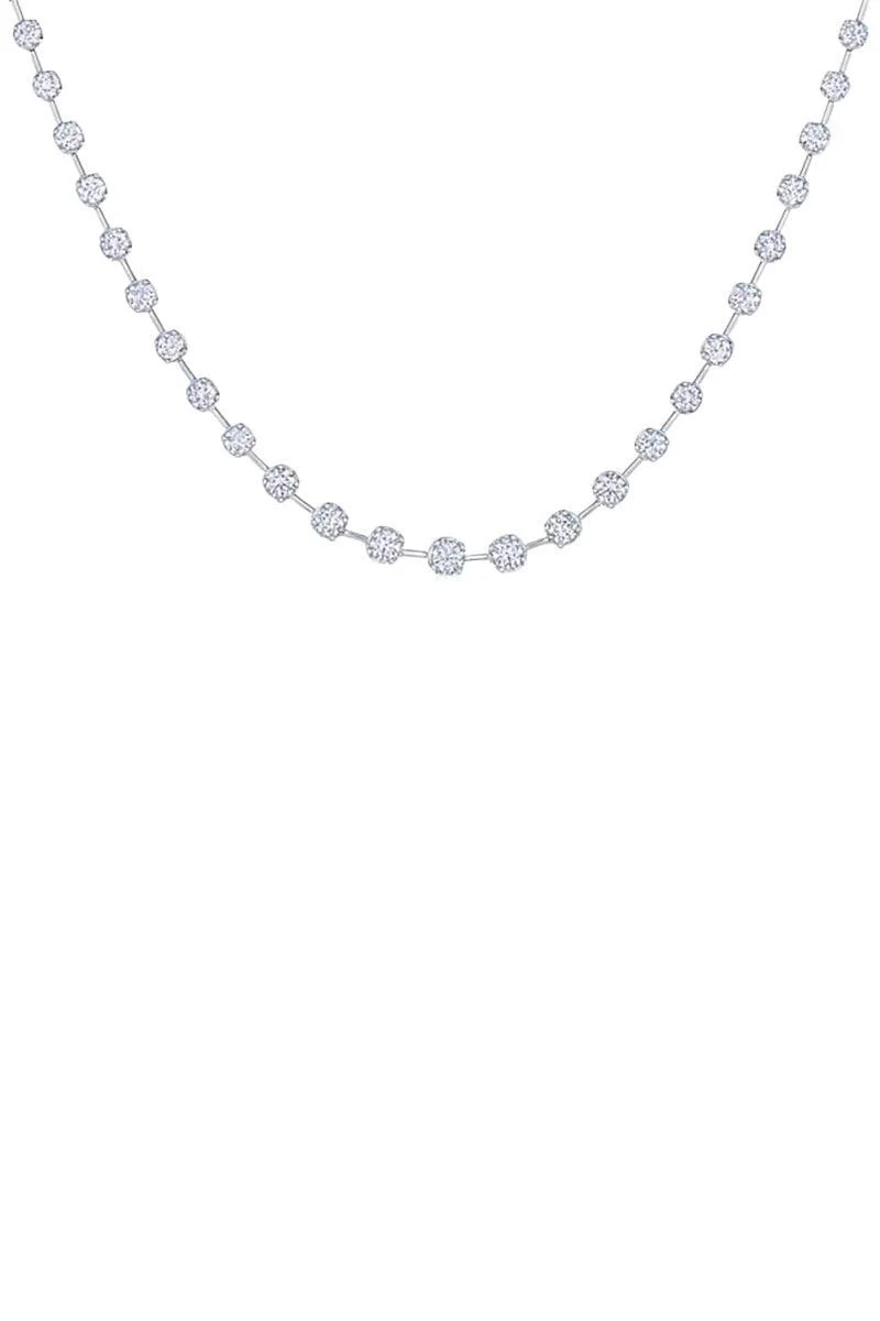 Starry Night Diamond Partway Necklace - White Gold