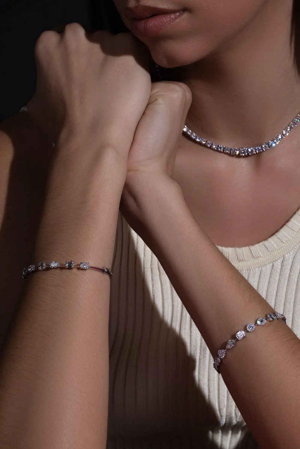 Starry Night Mixed Shape Diamond Bangle Bracelet - Image 4