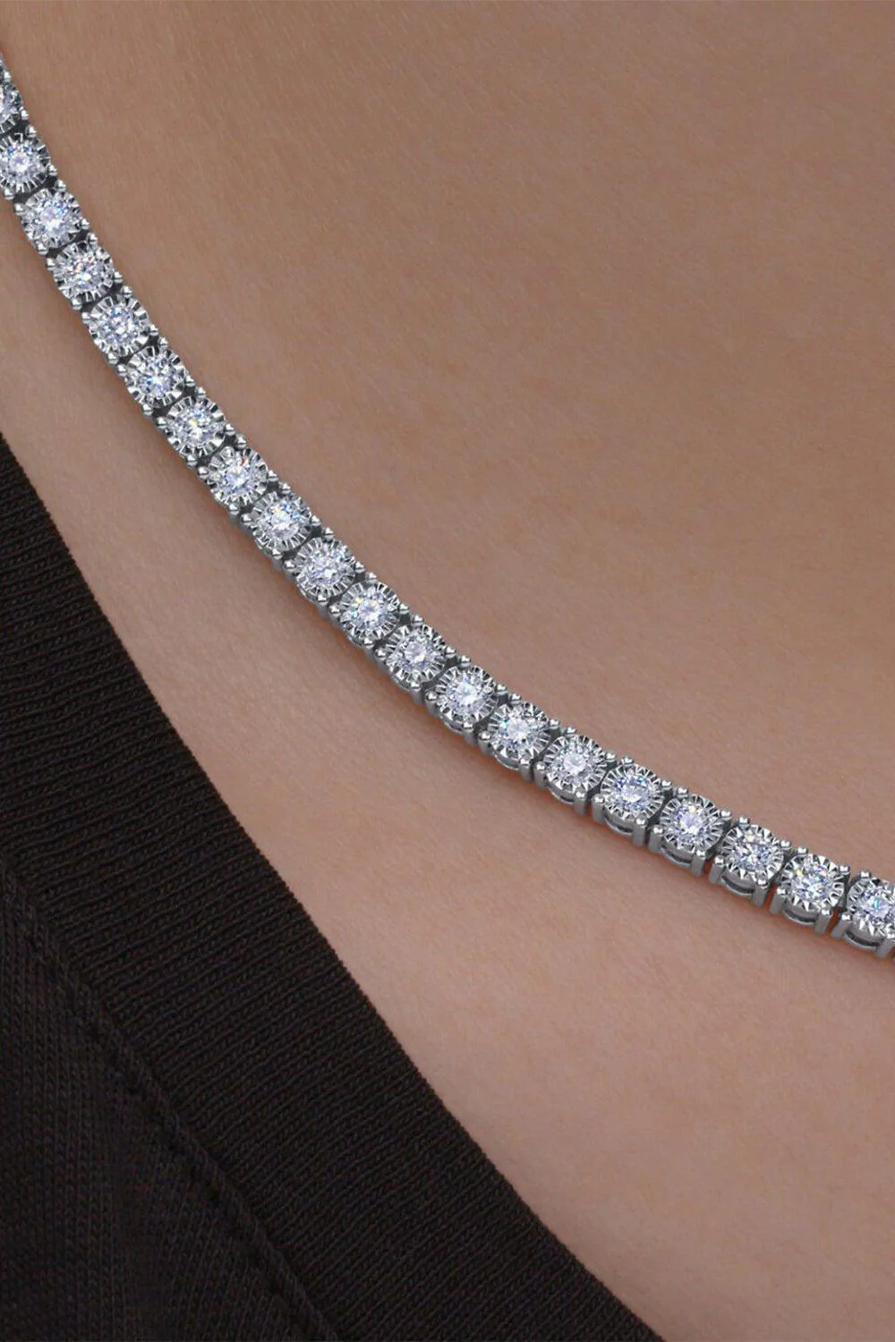 Sunburst Diamond Line Necklace - Image 3