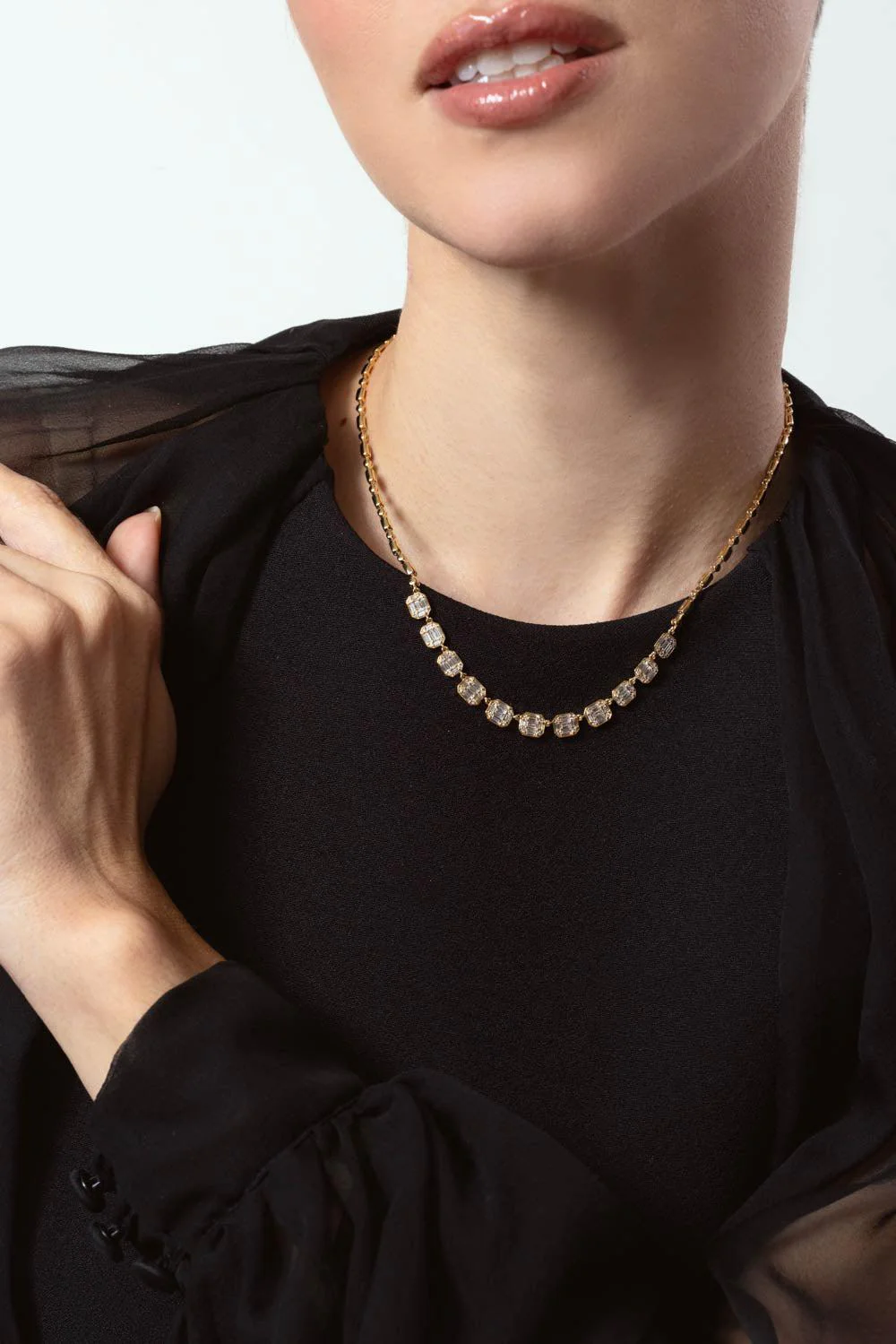 Sunburst Graduated Line Necklace - Image 3