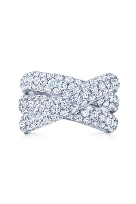 Three Row Moonlight Diamond Crossover Ring