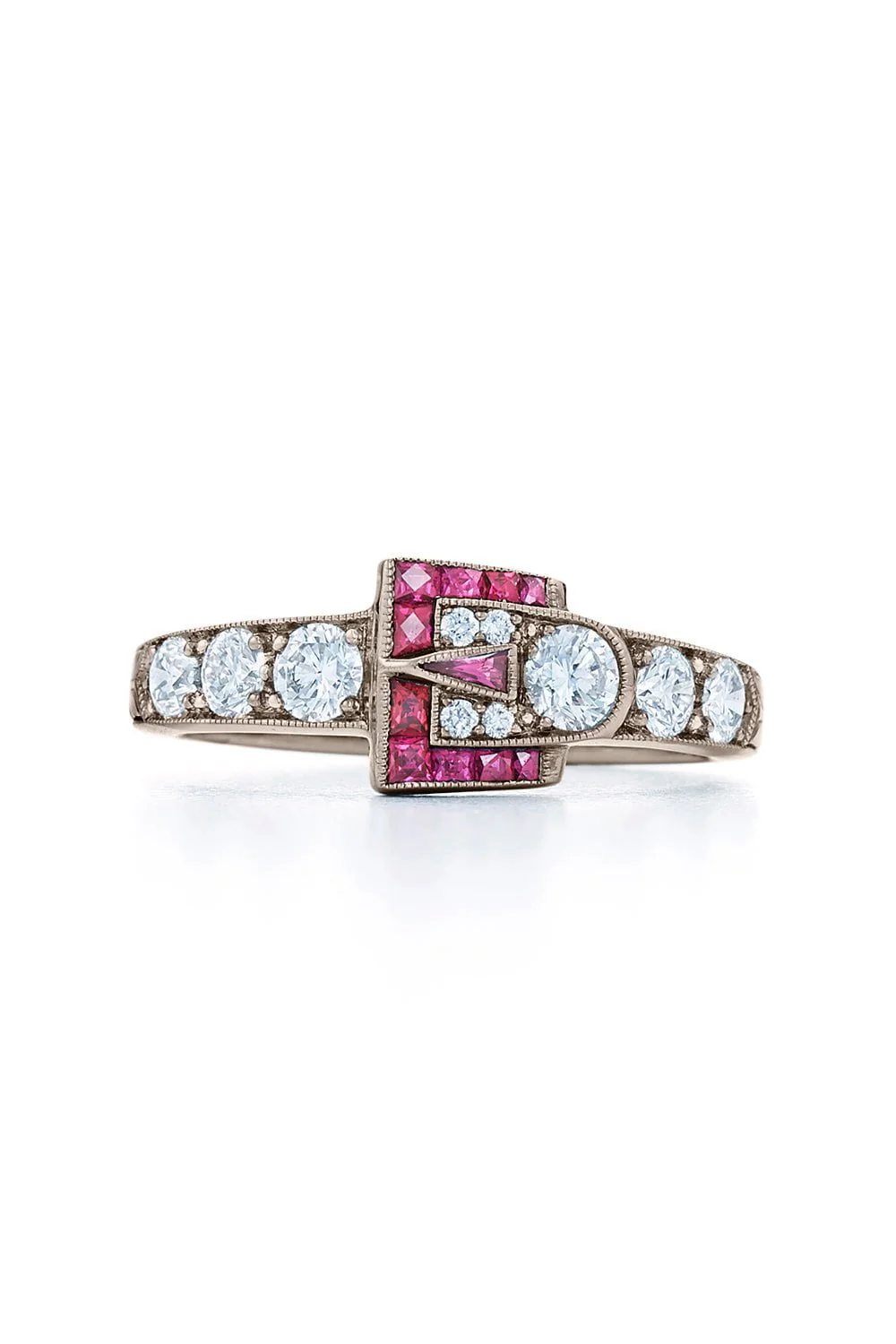 Vintage Diamond Ruby Buckle Ring