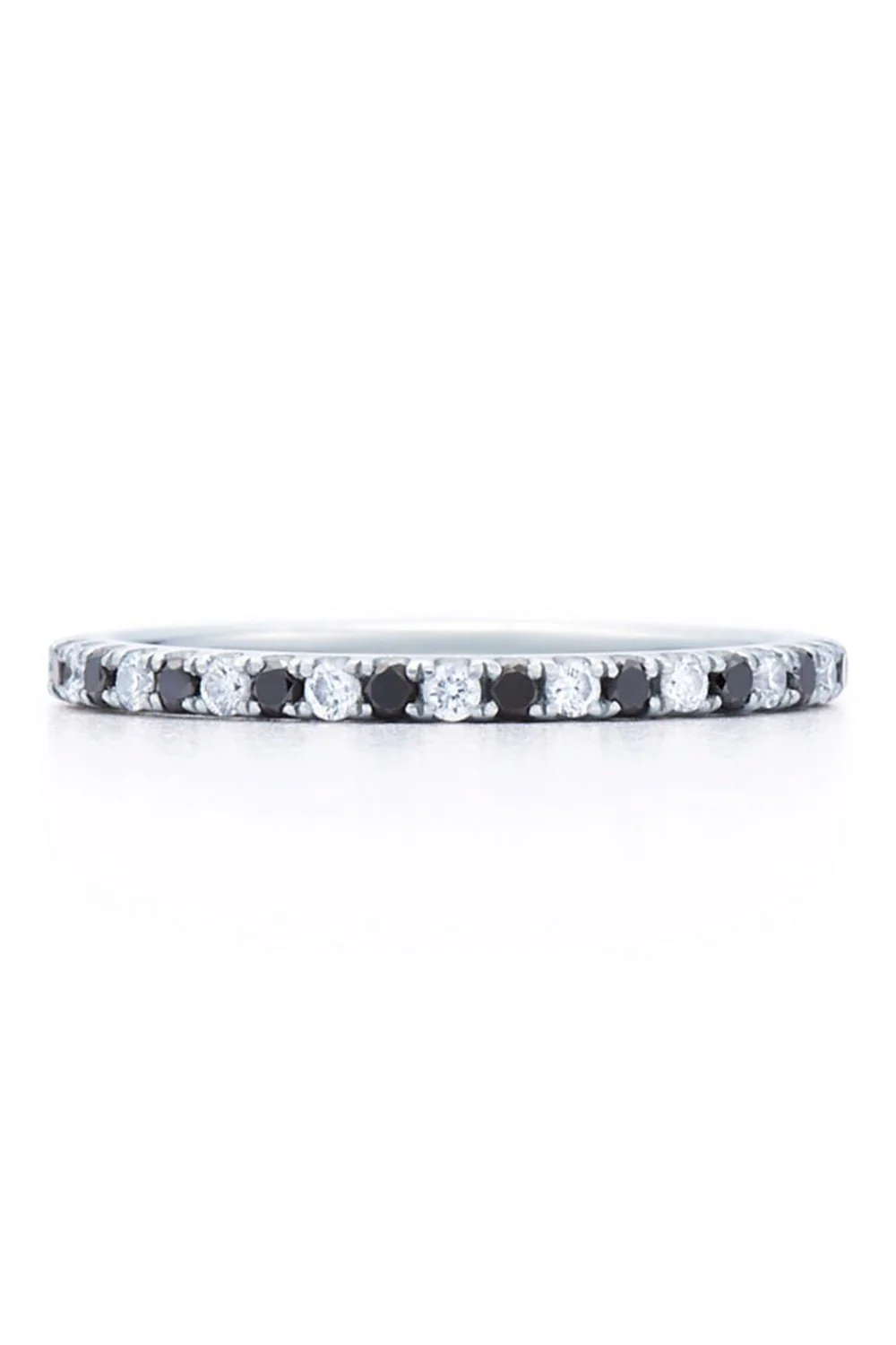 White Black Diamond Stackable Slim Ring