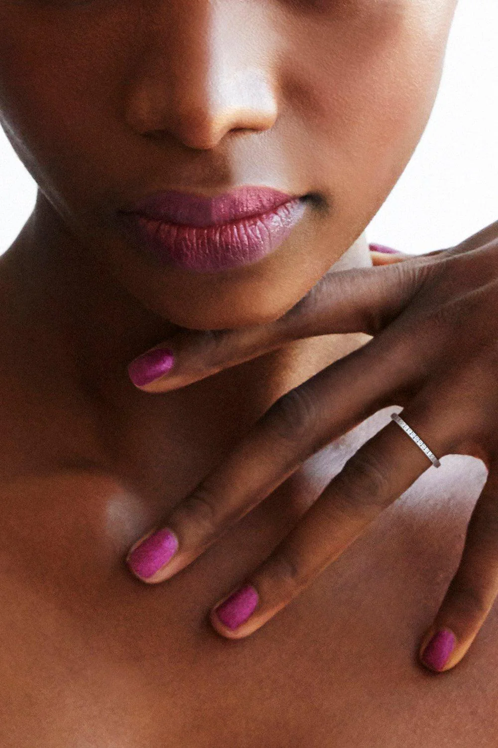 White Diamond Stackable Slim Ring - Image 2