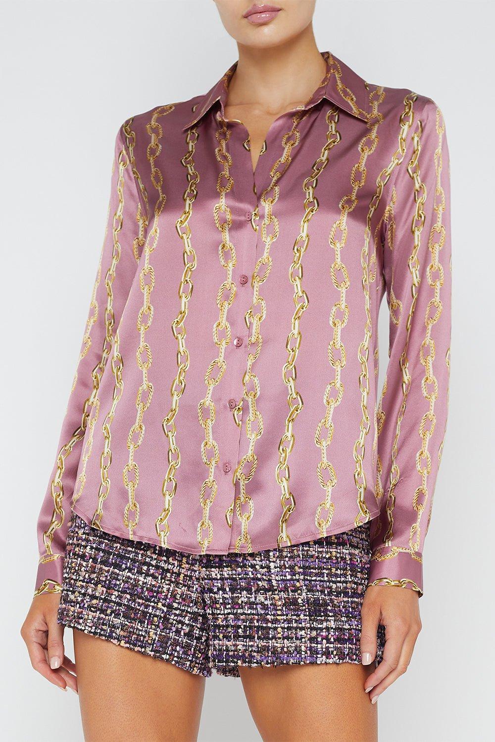 Tyler Blouse - Mauve Rose Metallic Chain - Image 4