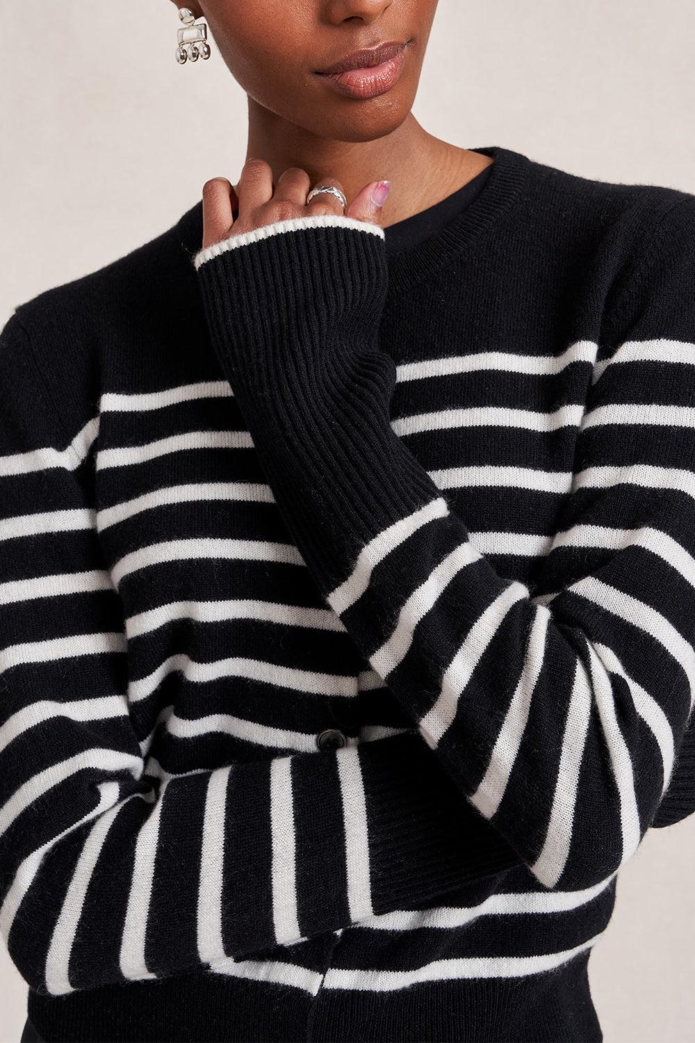 Striped Lean Lines Cardigan - Black Cream - Image 3