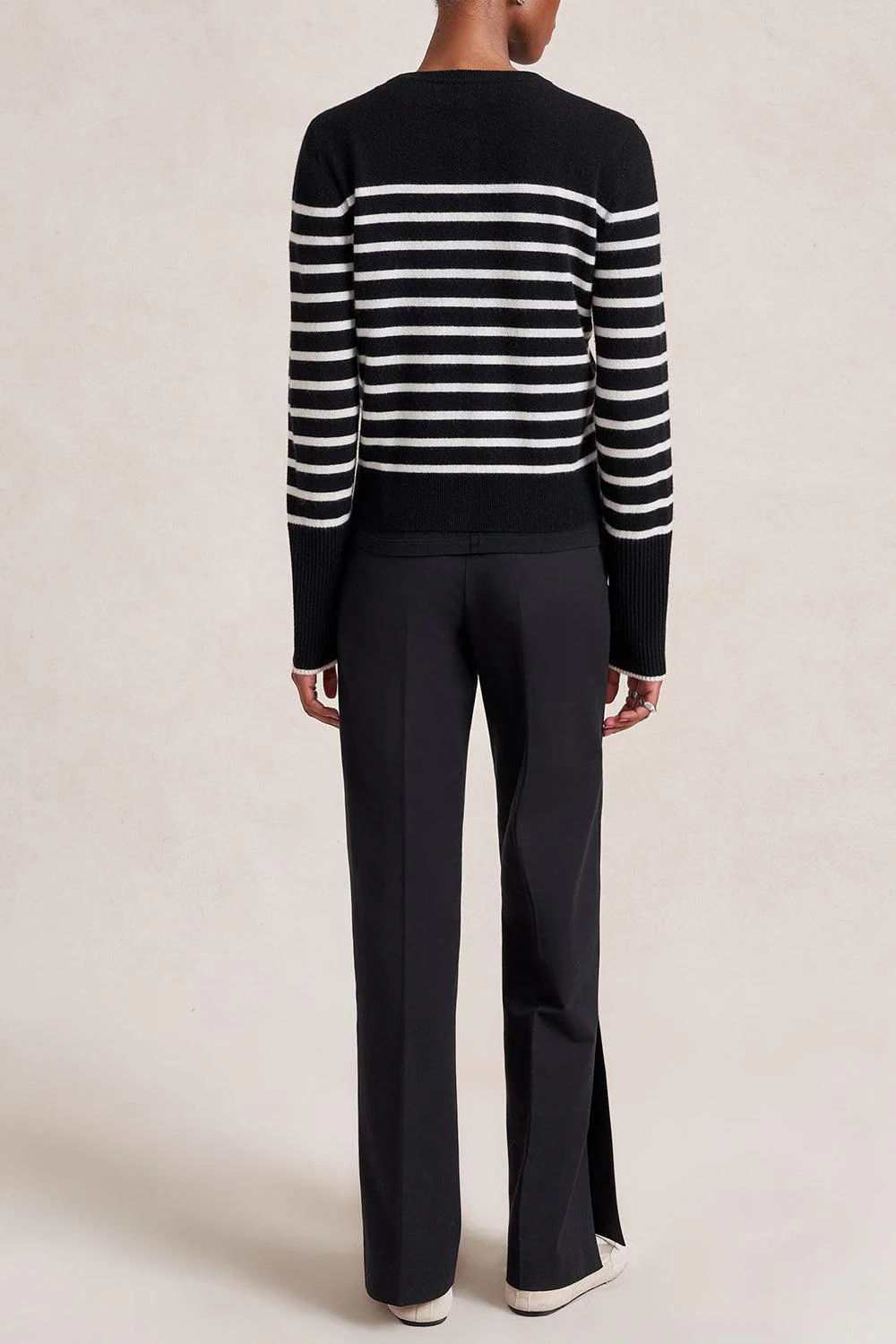 Striped Lean Lines Cardigan - Black Cream - Image 6