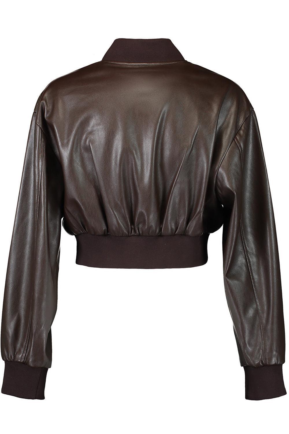 Evelin Crop Bomber Jacket - Dark Brown - Image 10