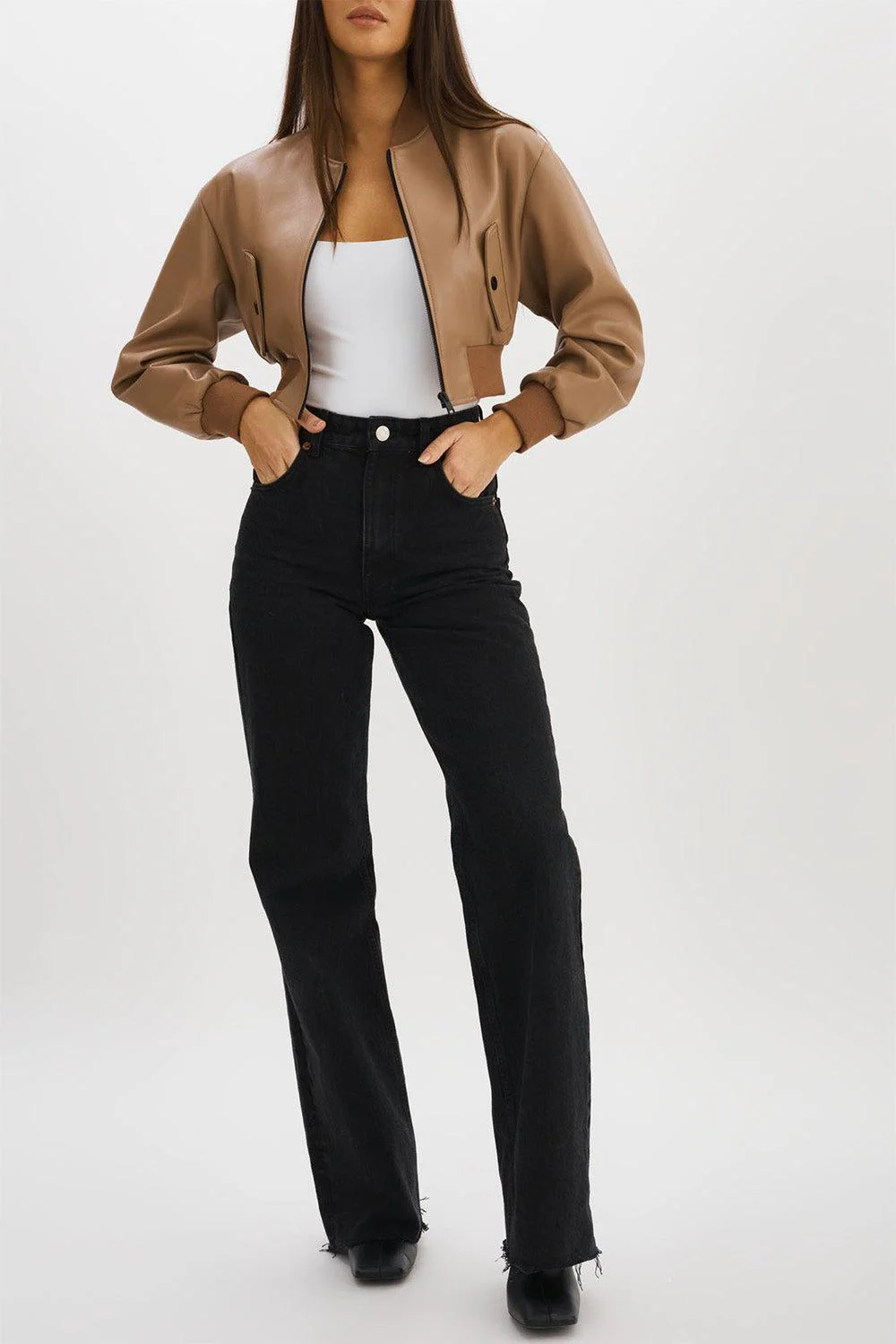 Evelin Crop Zip Jacket - Mocha - Image 2