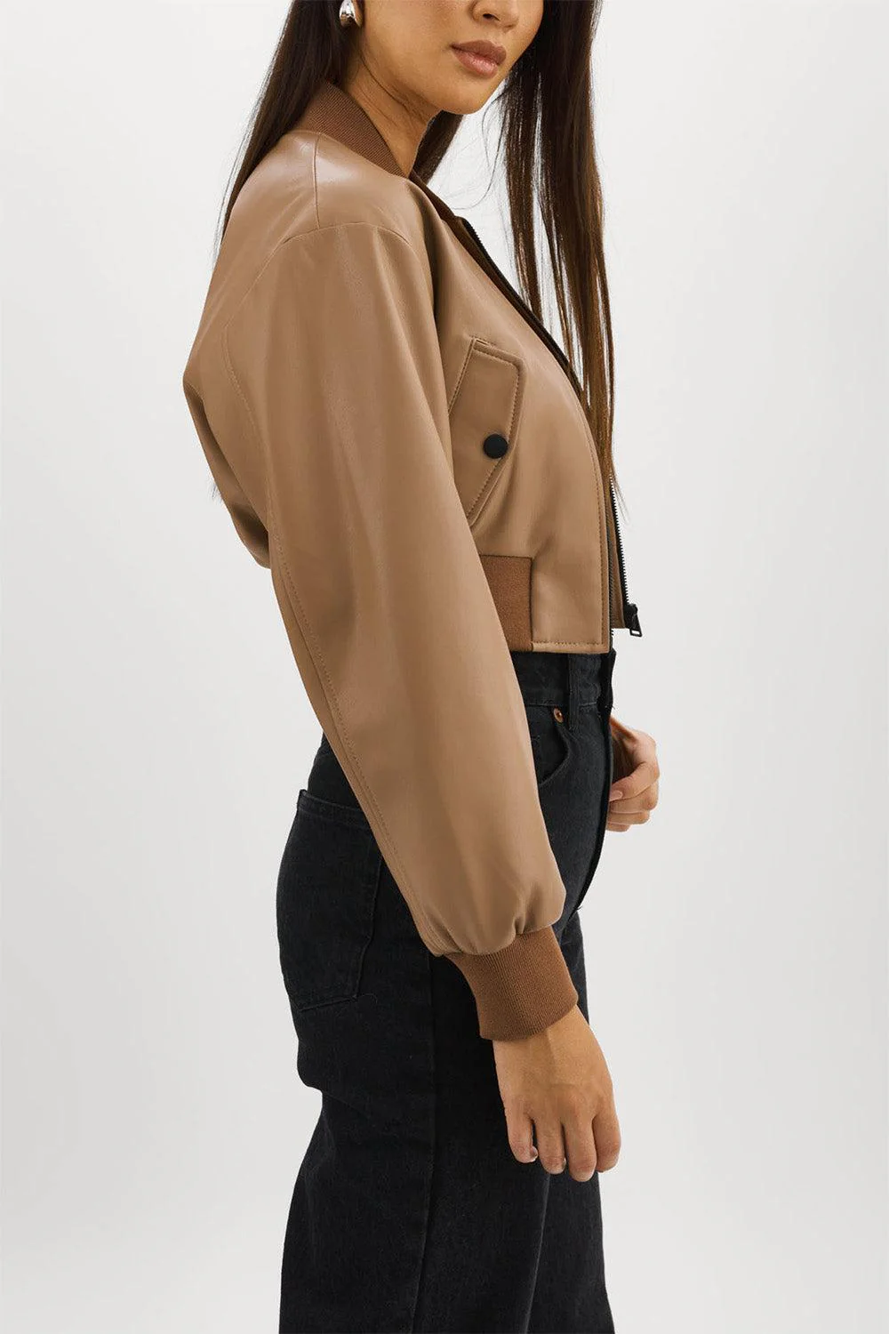 Evelin Crop Zip Jacket - Mocha - Image 6