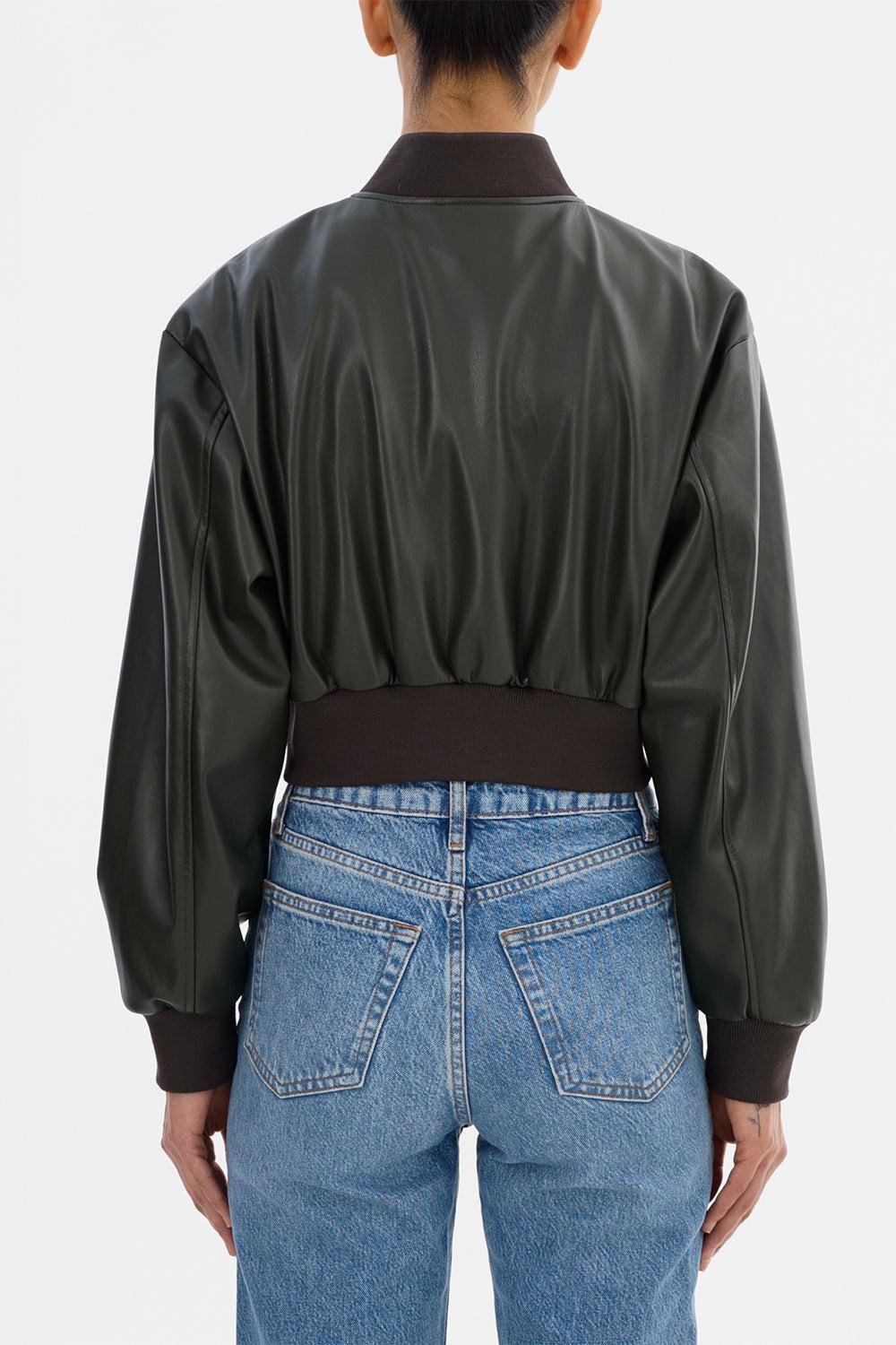 Evelin Crop Bomber Jacket - Dark Olive - Image 5