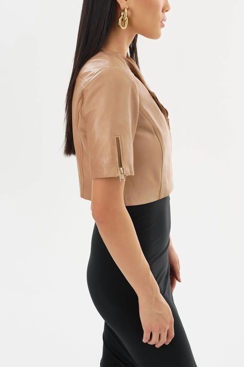Kirsi Cropped Jacket - Camel - Image 4