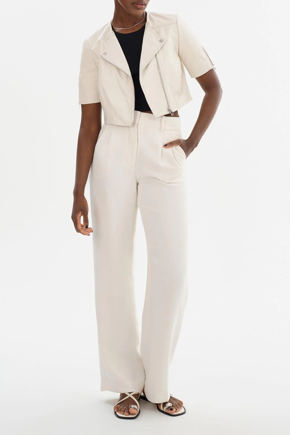 Kirsi Cropped Jacket - Winter White - Image 2