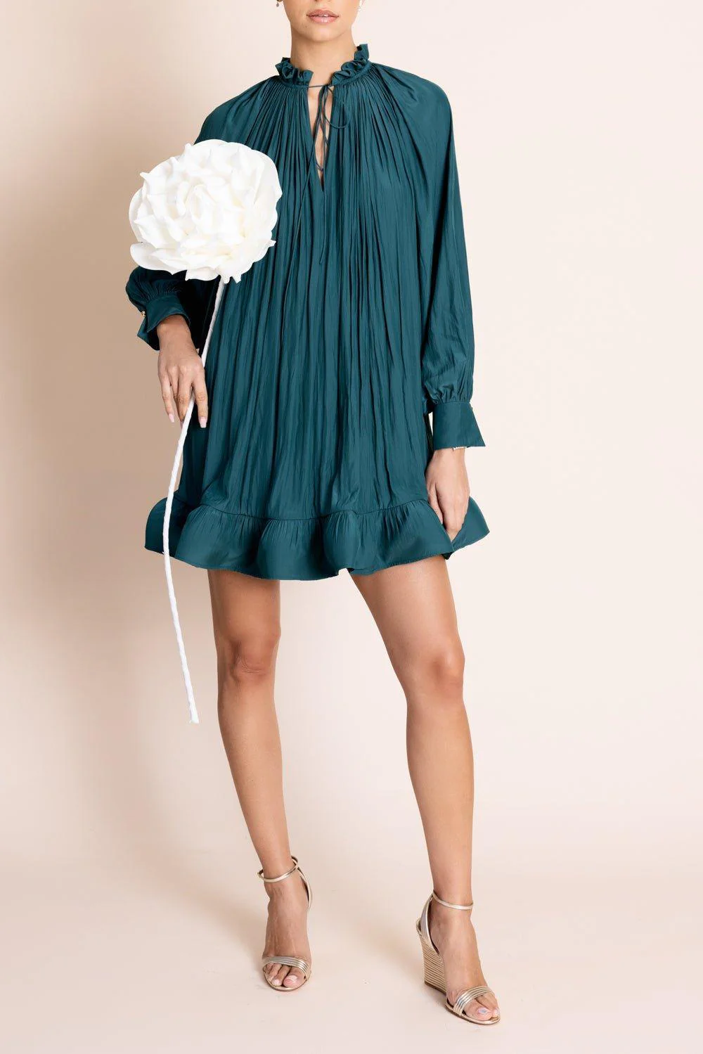 High Neck Ruffle Dress