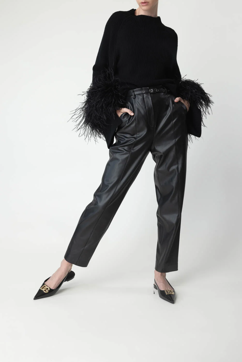 Mock Neck Feather Sweater - Image 2