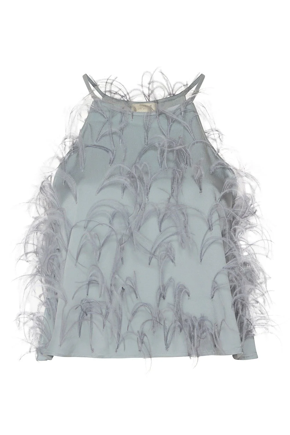 Ostrich Embellished Crop Halter Cami