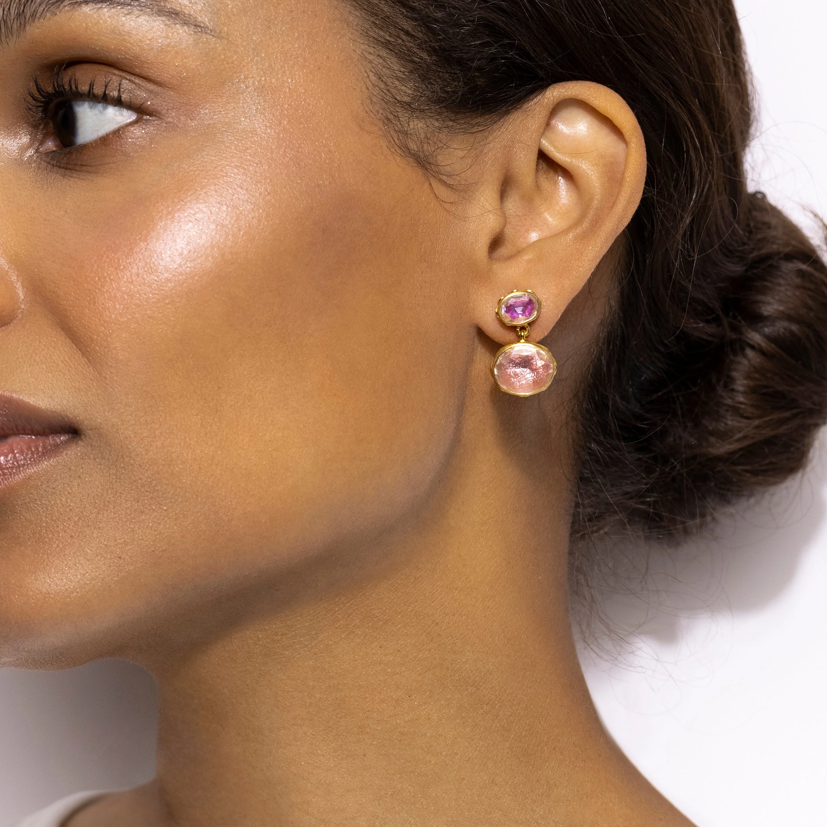 Catherine Oval 2-Drop Post Earrings - Image 2