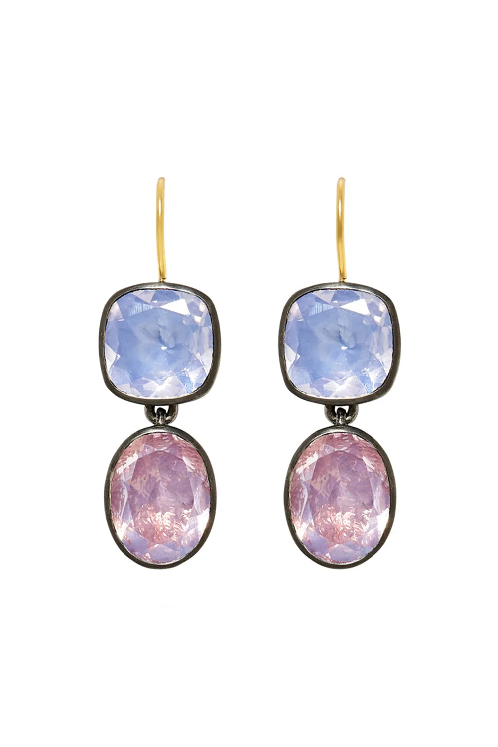 Luzia Cushion Oval Double Drop Earrings