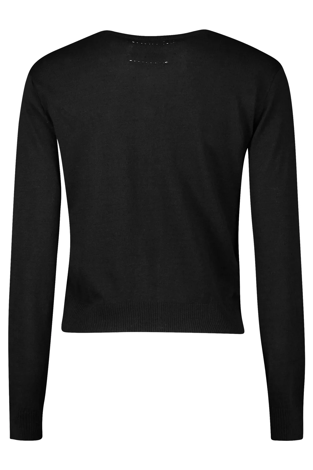 Long Sleeve Crewneck Cardigan - Black - Image 5