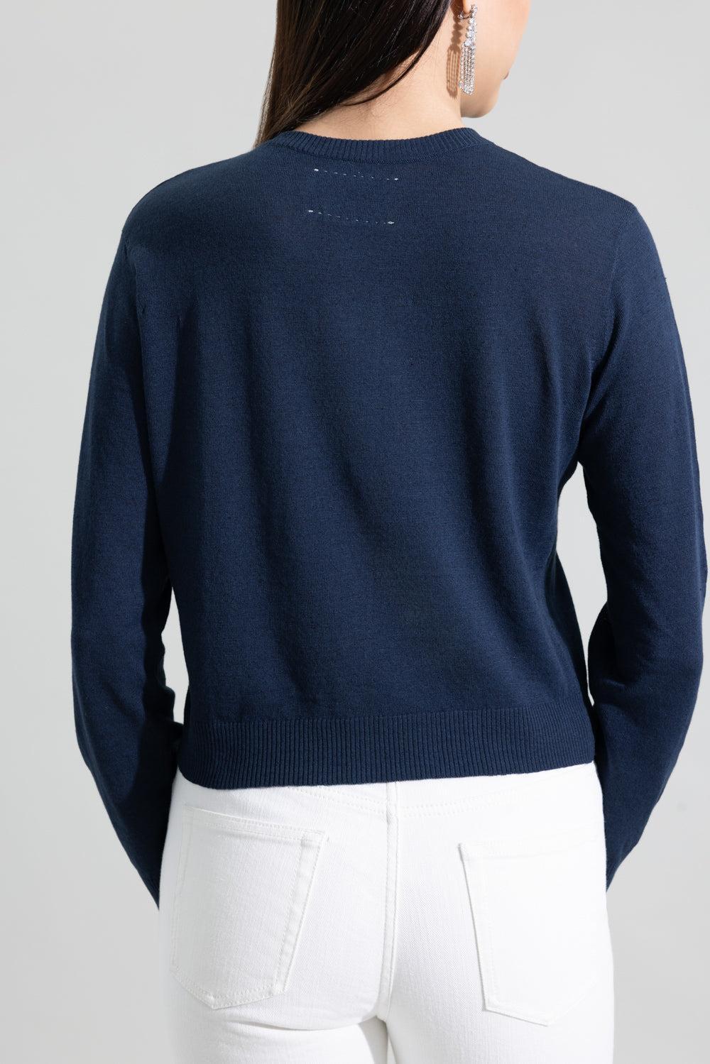 Long Sleeve Crewneck Cardigan - Marritimo - Image 4
