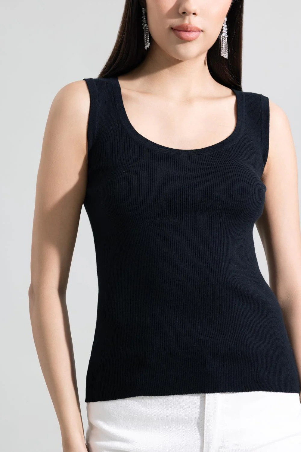 Scoopneck Crop Tank - Black - Image 2