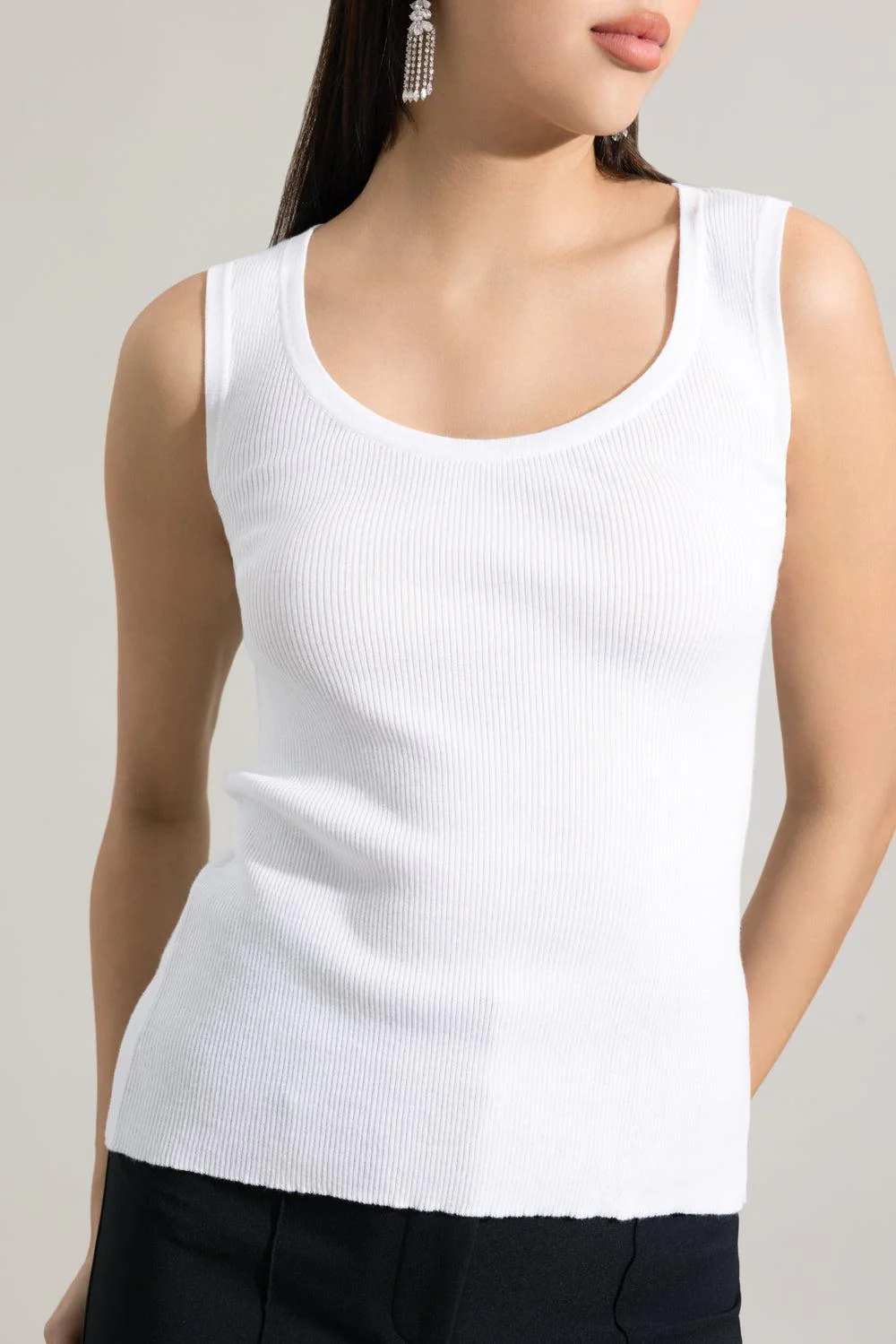 Scoopneck Crop Tank - Candido White - Image 2