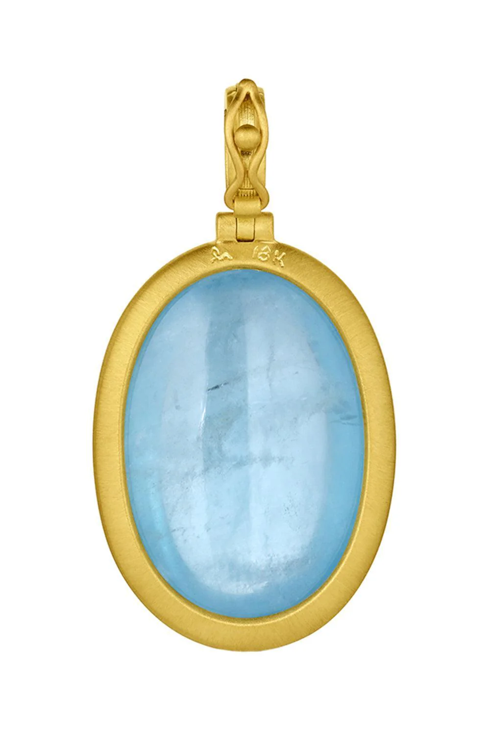 Aqua Cabochon Large Oval Pendant