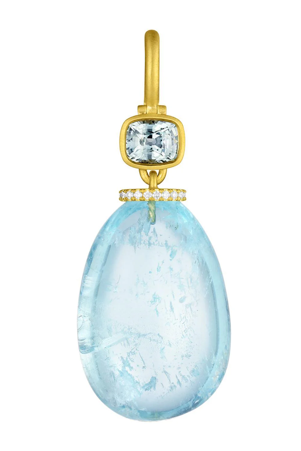 Aquamarine Sapphire Diamond Pendant