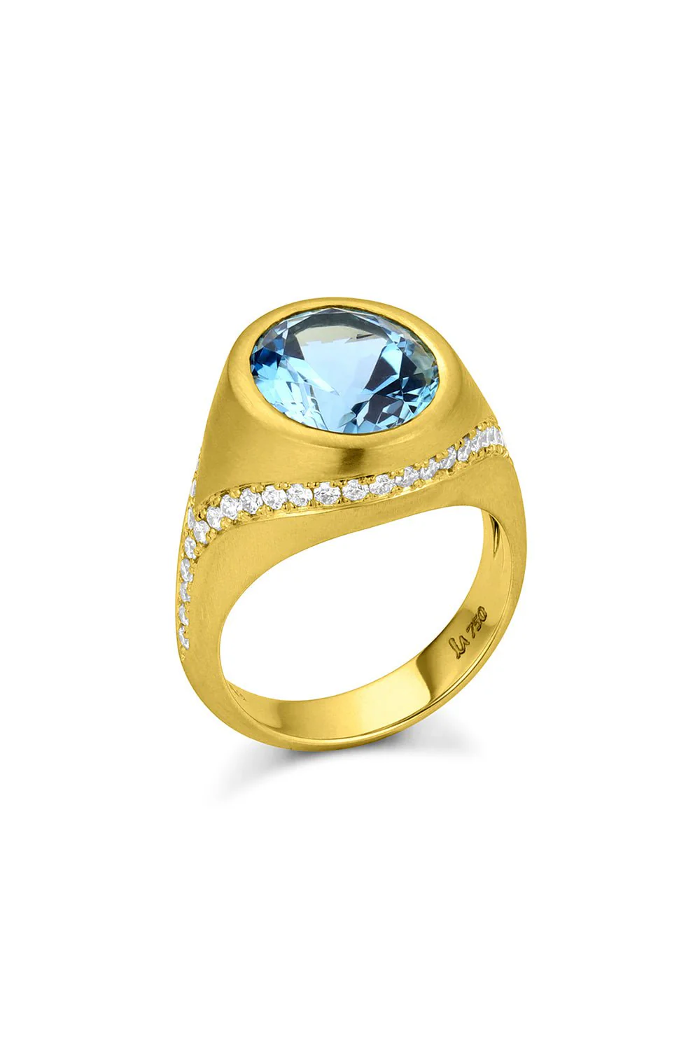 Aquamarine Diamond Bezel Ring - Image 5