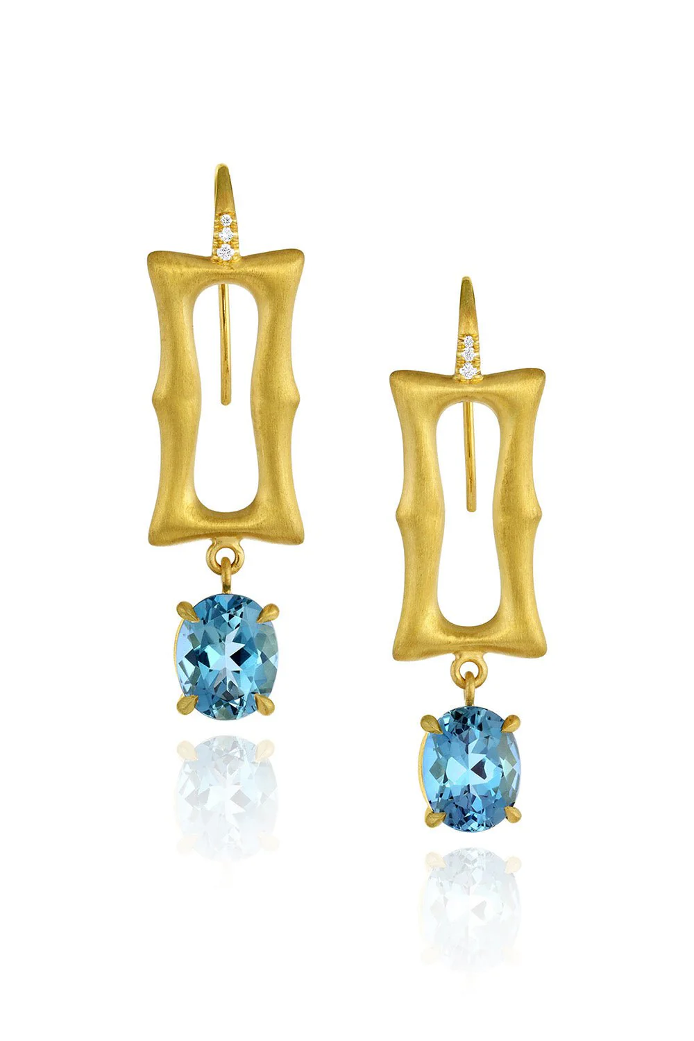 Aquamarine Long Frame Earrings