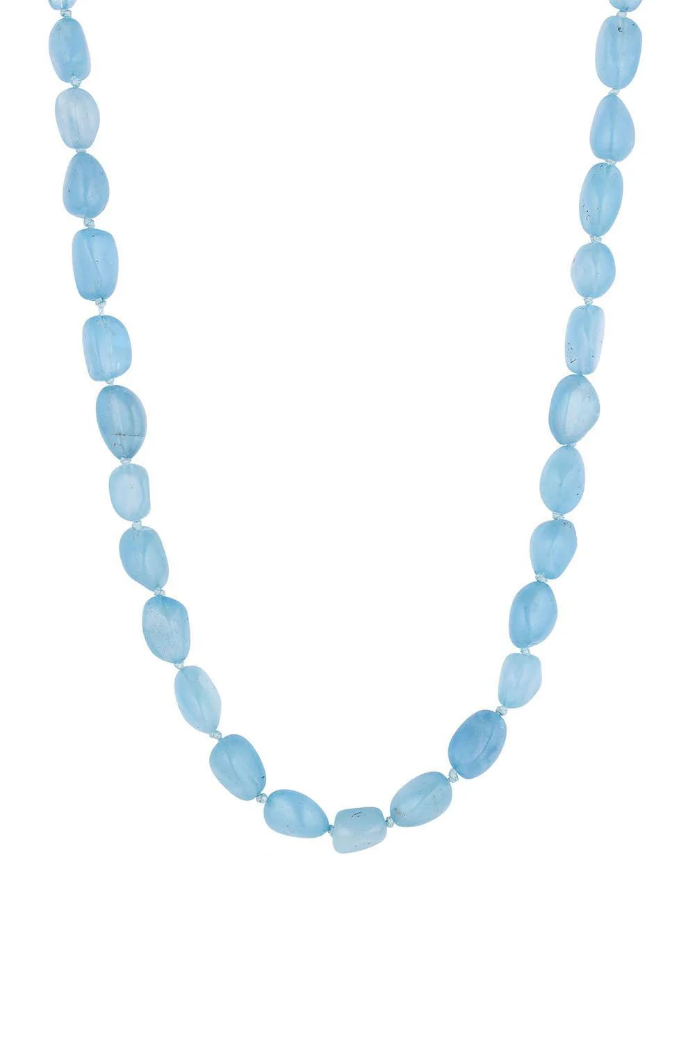 Aquamarine Pebble Beaded Necklace