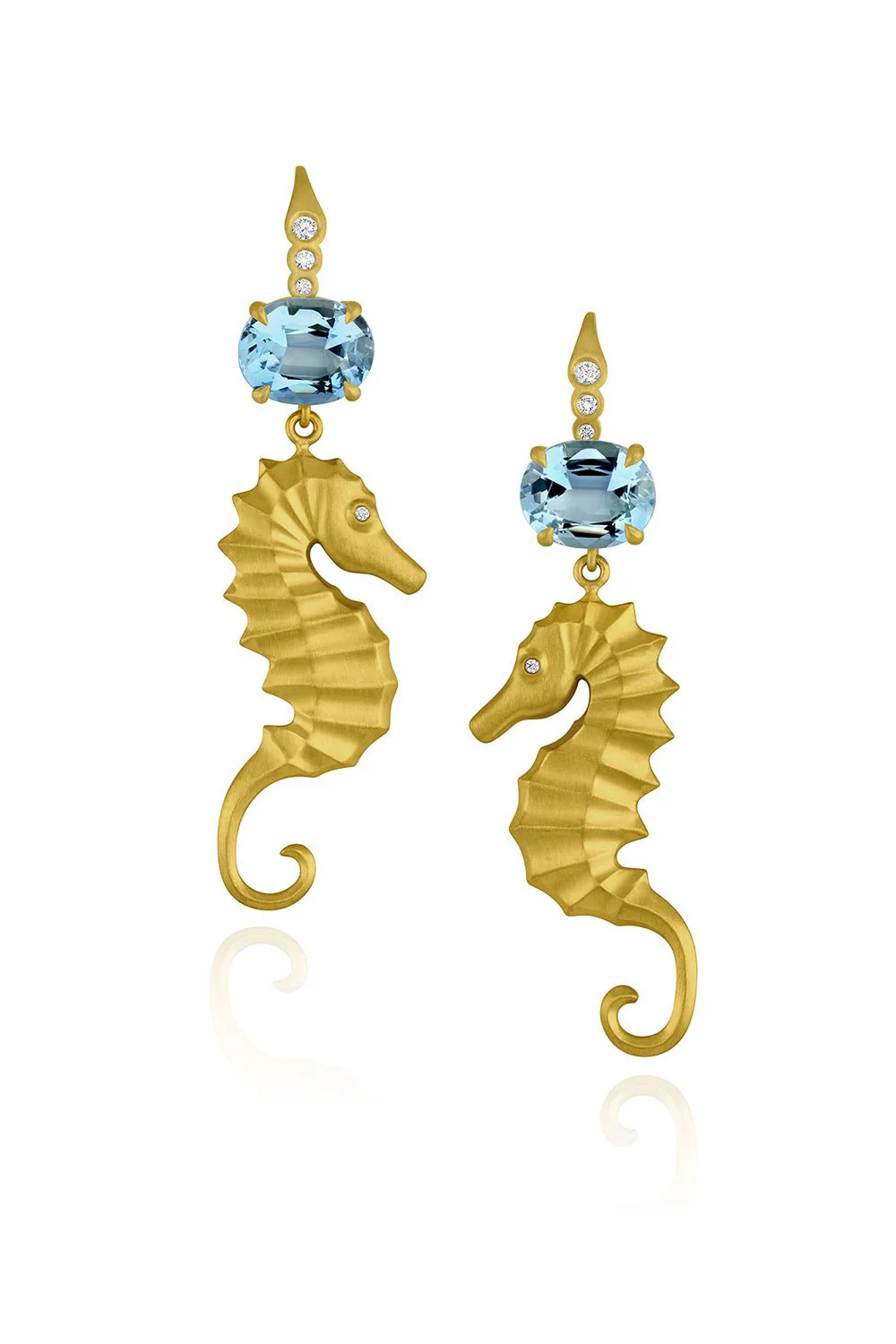 Aquamarine Seahorse Earrings