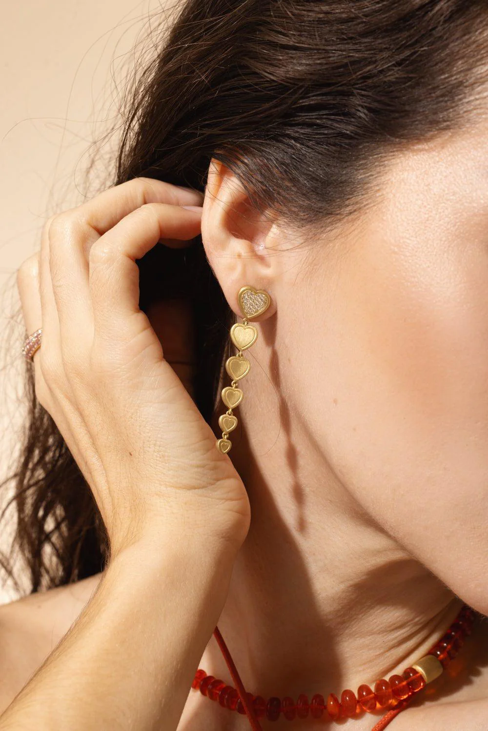 Diamond Heart Drop Earrings - Image 2