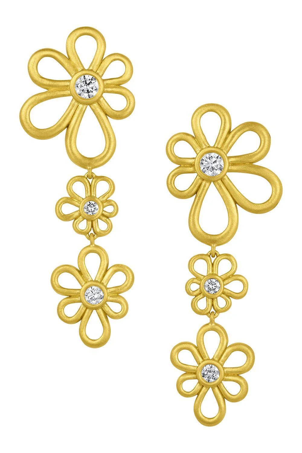 Diamond Long Flora Earrings